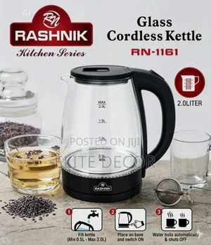 Rashnik 2litres Cordless Electric Glass Kettle