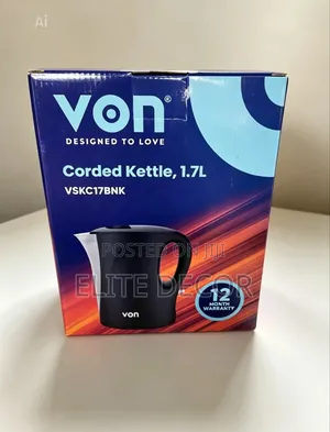 Von Vskc17bnk 1.7 Litres Upright Corded Kettle