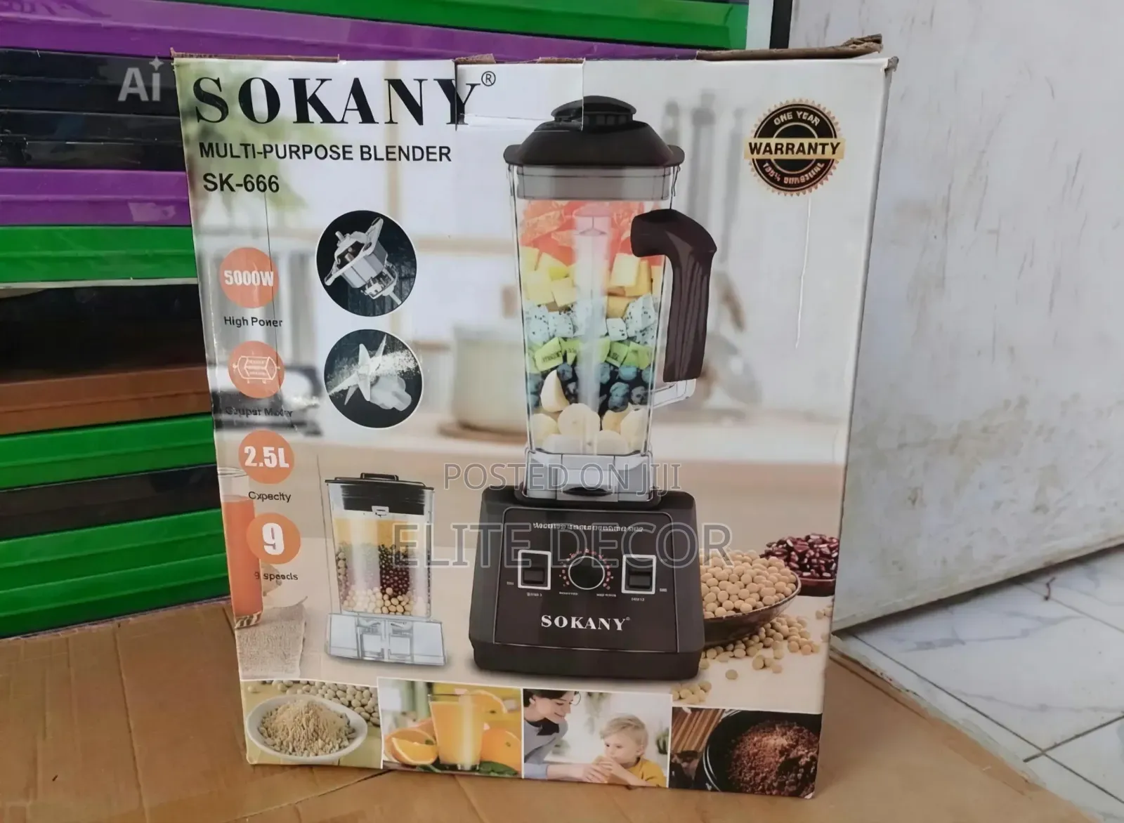 Sokany Sk-666 2-in-1 Commercial Blender 2.5l 5000w With Grinder