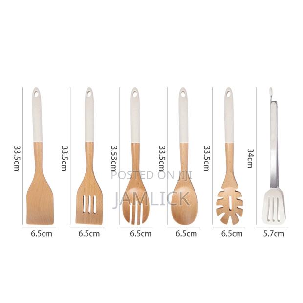 6pcs Premium Bamboo Spoon Set With Stand - Av - thumbnail 2