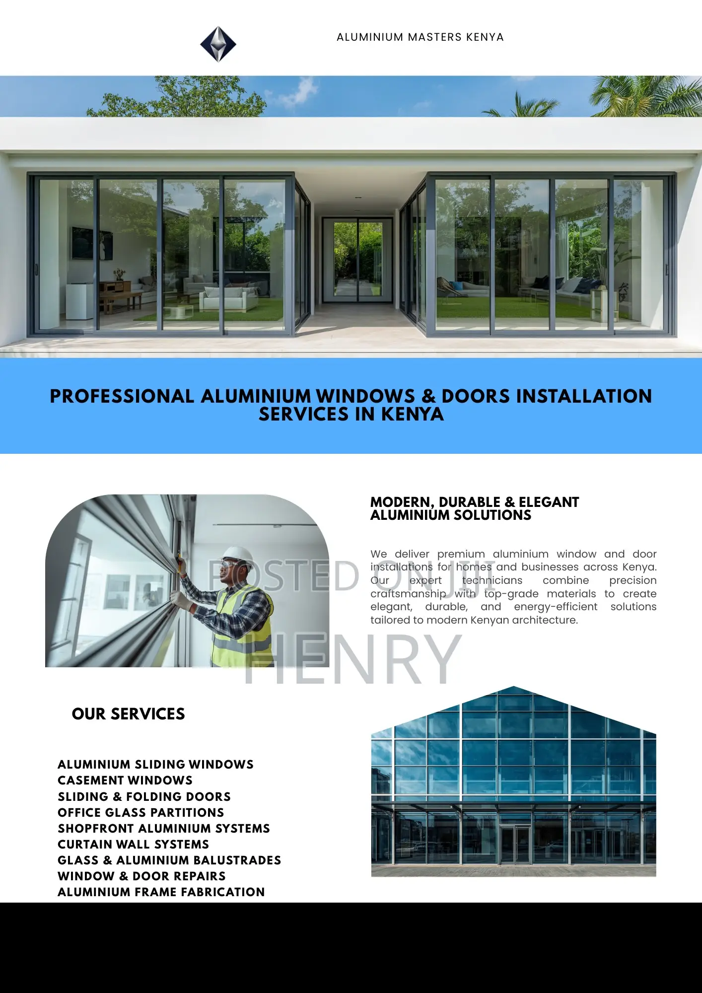 Professional Aluminium Windows Doors Installation Services in Kenya