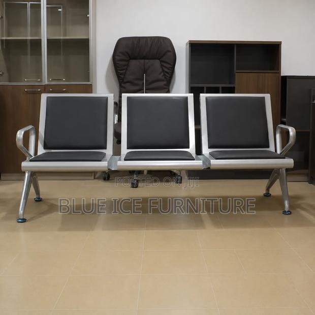 Black 3 Seater Waiting Bench - thumbnail 2