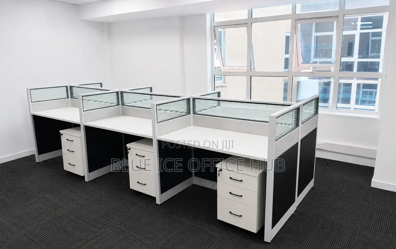 Imported 4 Way Cubicle Workstation Desk With Lockable Side Drawer