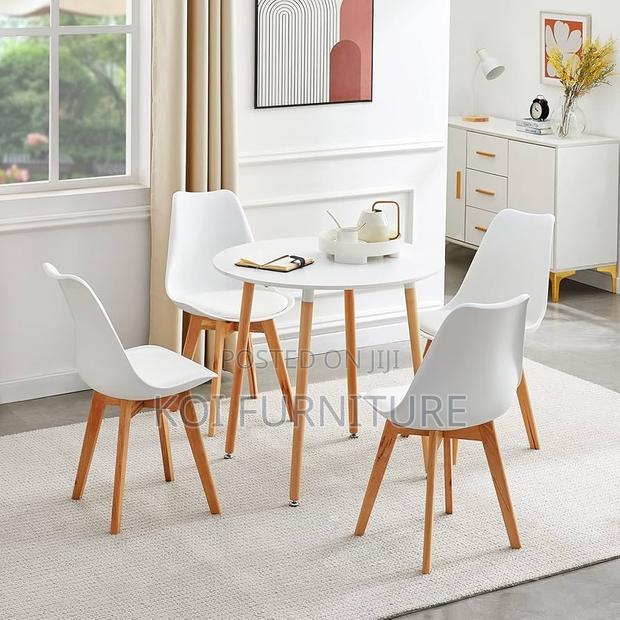 Dining Chairs; Plastic Eames Upholstered Dining Chairs - thumbnail 2