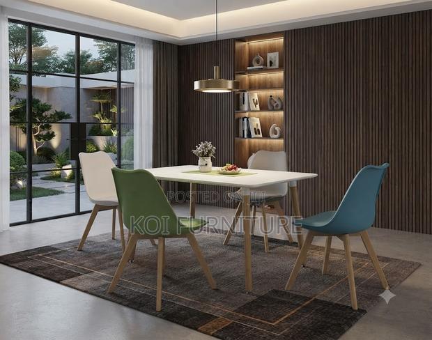 Dining Chairs; Plastic Eames Upholstered Dining Chairs - thumbnail 3