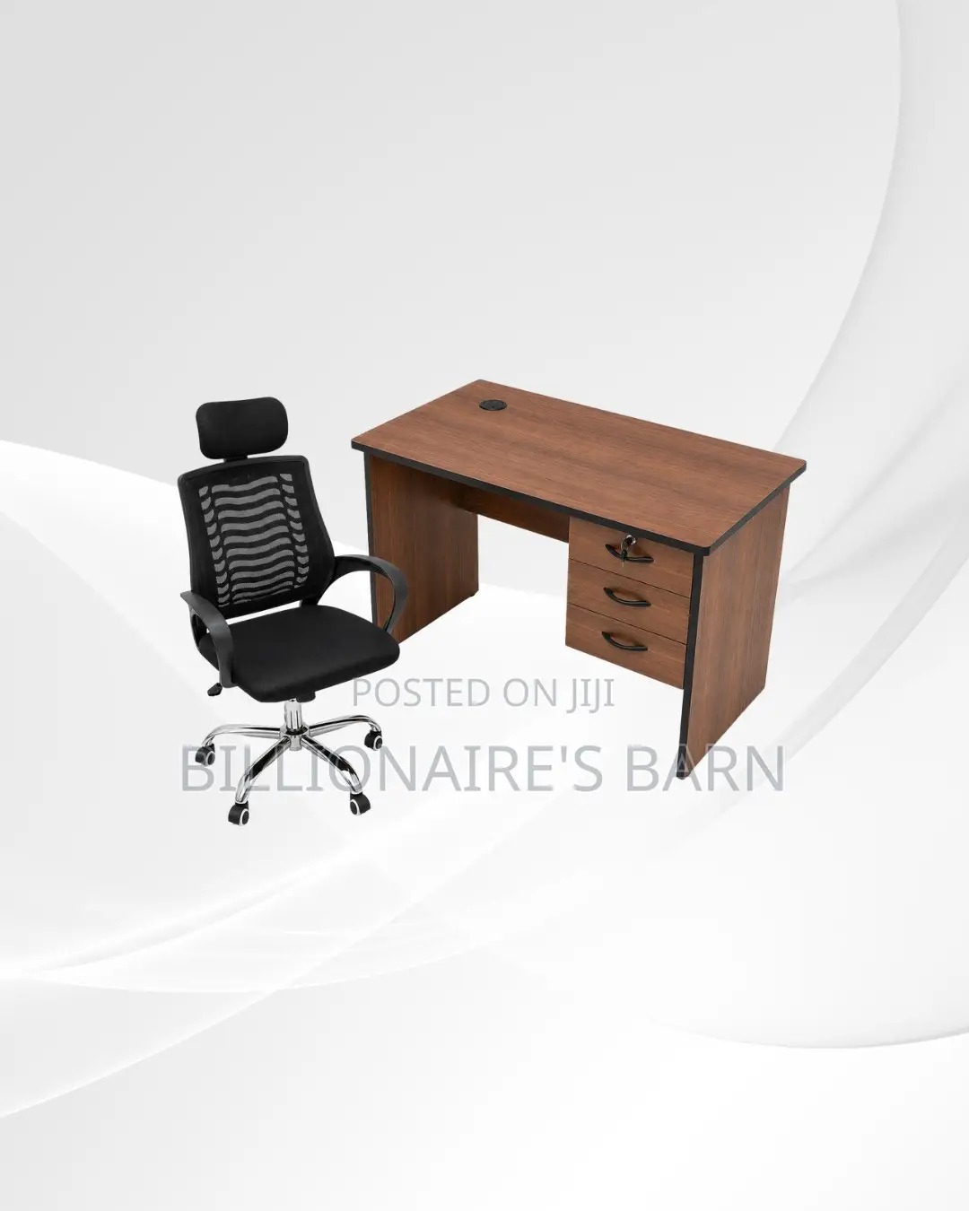 Practical 1m Desk and Headrest Mesh Chair for Tidy Working