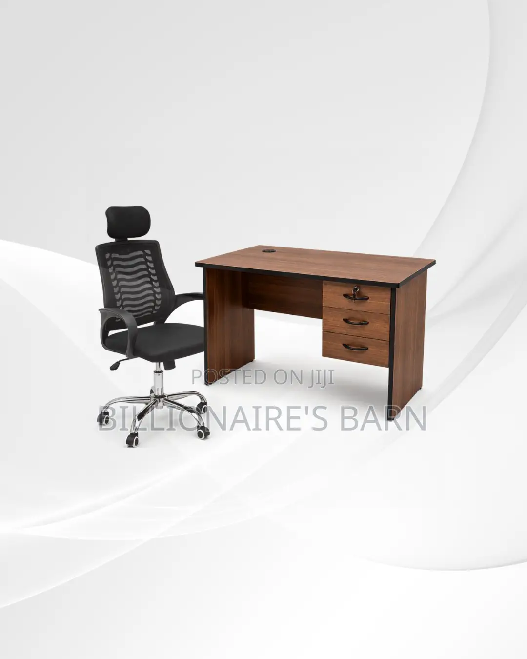 Practical 1m Desk and Headrest Mesh Chair for Tidy Working