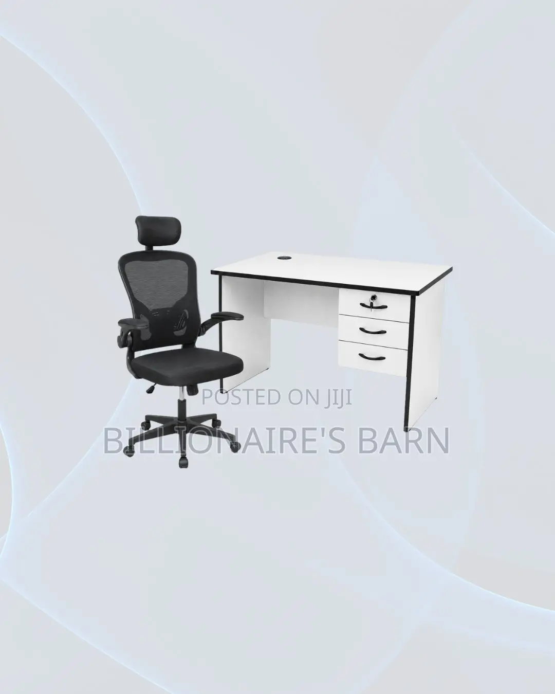 Practical 1m Desk and Black Flip-Up Arms Ergonomic Chair for Task Flow