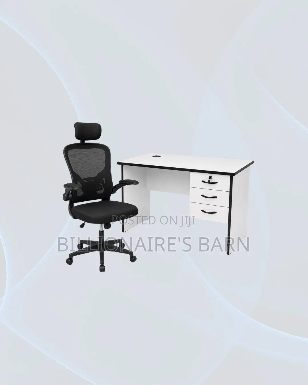 Practical 1m Desk and Black Flip-Up Arms Ergonomic Chair for Task Flow