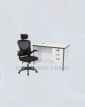 Practical 1m Desk and Black Flip-Up Arms Ergonomic Chair for Task Flow
