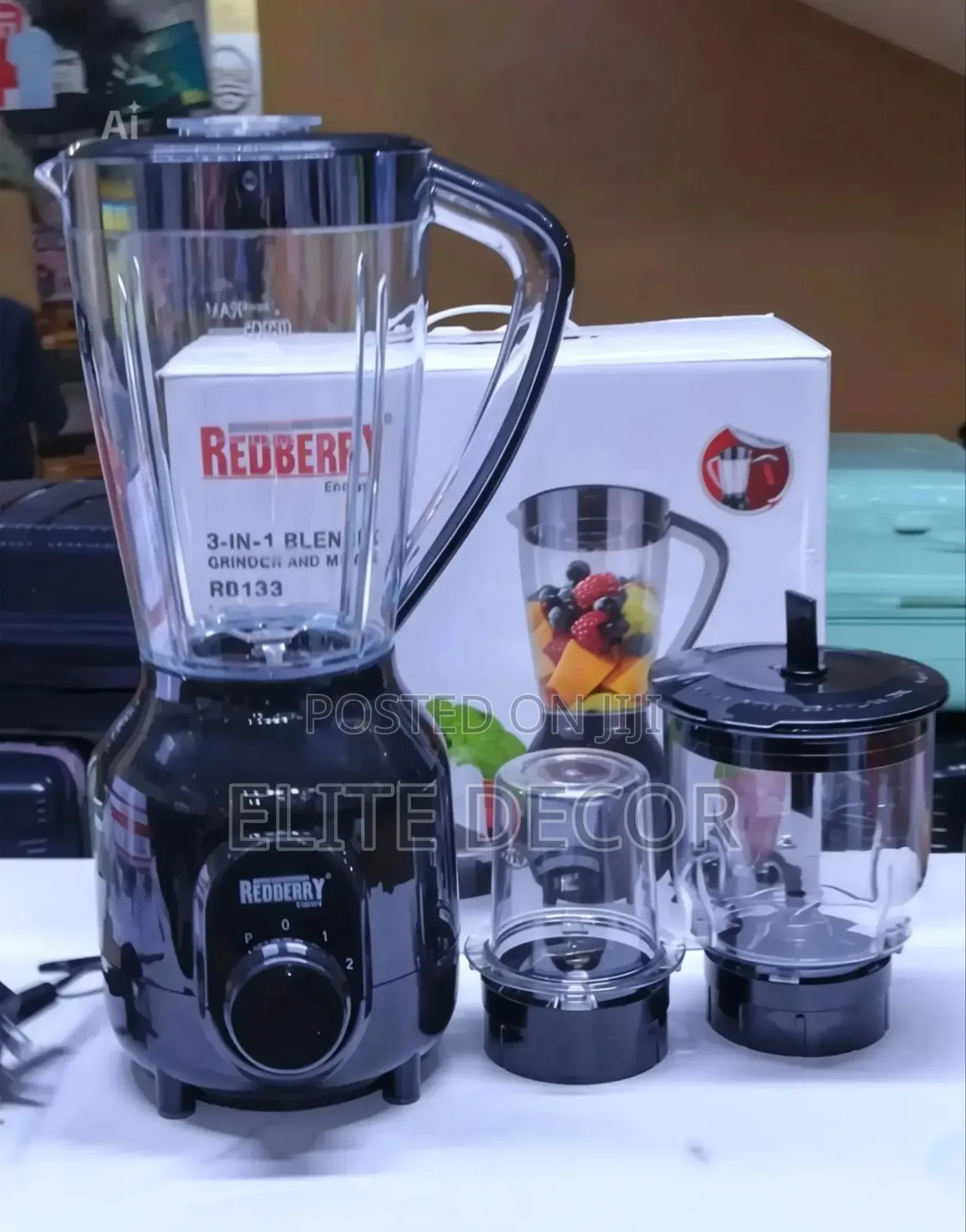 3 in 1 Redberry Blender 
Rb123
Contains: Blender ,Grinder and Mincer