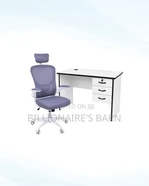 Practical 1m Desk and White Flip-Up Arms Chair for Desk Productivity