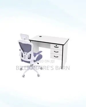 Practical 1m Desk and White Flip-Up Arms Chair for Desk Productivity