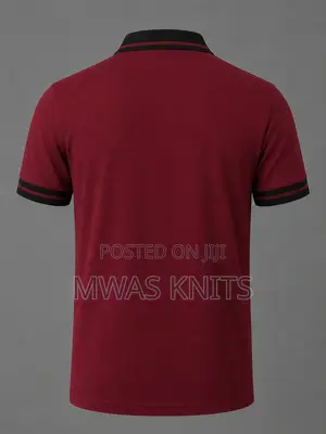 Maroon Collar Black Polo Tshirt Fashion Cotton
