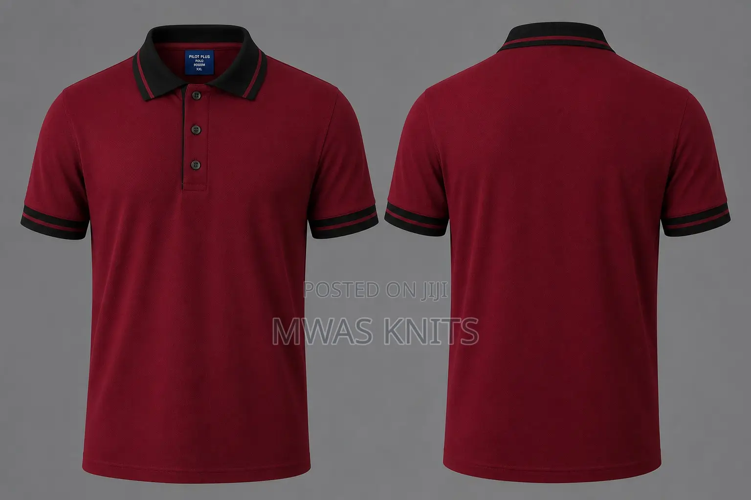 Maroon Collar Black Polo Tshirt Fashion Cotton