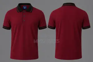 Maroon Collar Black Polo Tshirt Fashion Cotton