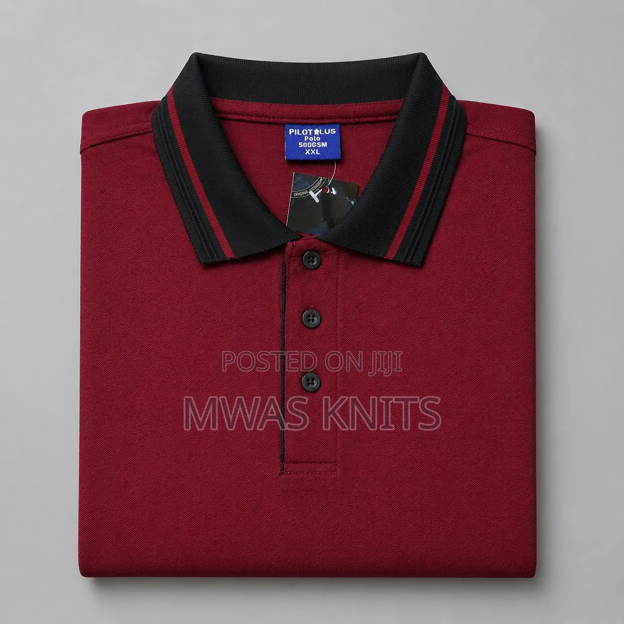Maroon Collar Black Polo Tshirt Fashion Cotton