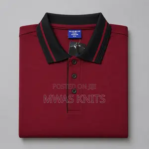 Maroon Collar Black Polo Tshirt Fashion Cotton