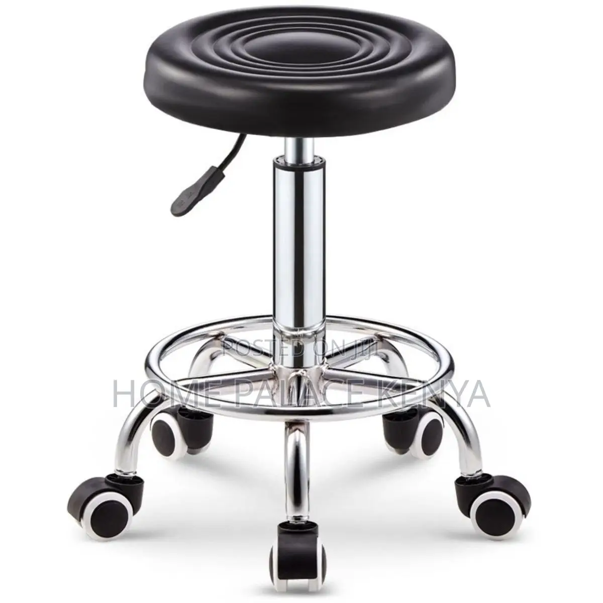 Rolling Stool: Adjustable Black Saddle Stool With 5 Casters