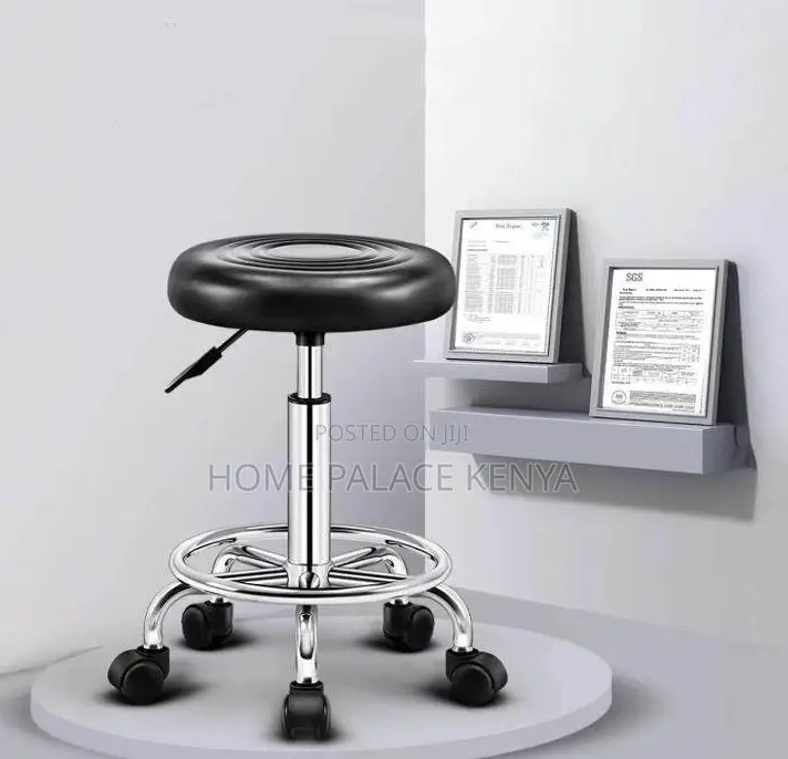 Rolling Stool: Adjustable Black Saddle Stool With 5 Casters