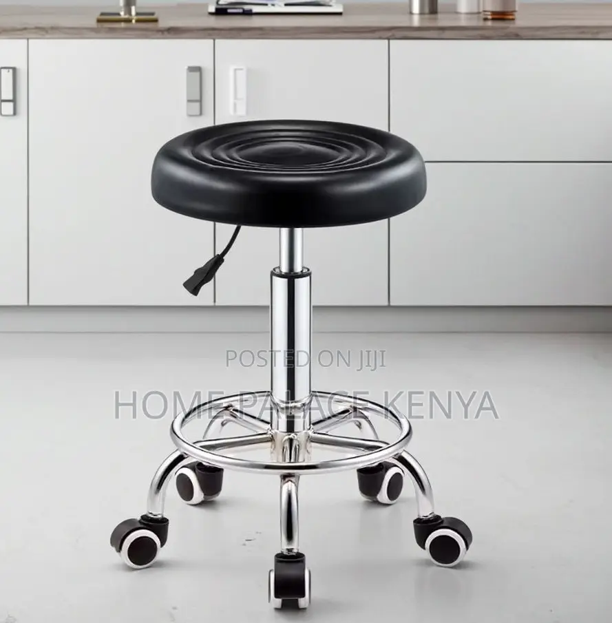 Rolling Stool: Adjustable Black Saddle Stool With 5 Casters