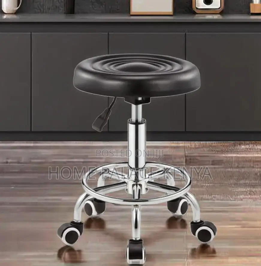 Rolling Stool: Adjustable Black Saddle Stool With 5 Casters
