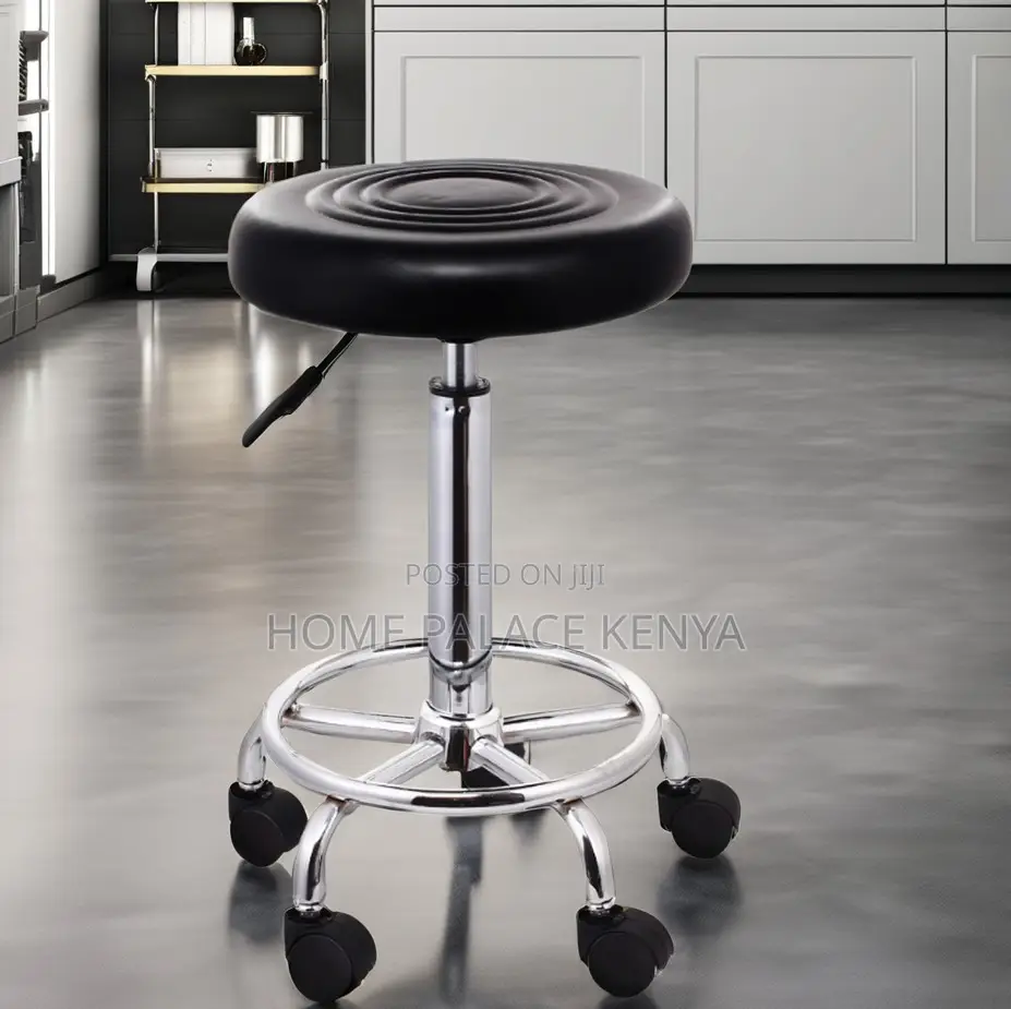 Rolling Stool: Adjustable Black Saddle Stool With 5 Casters
