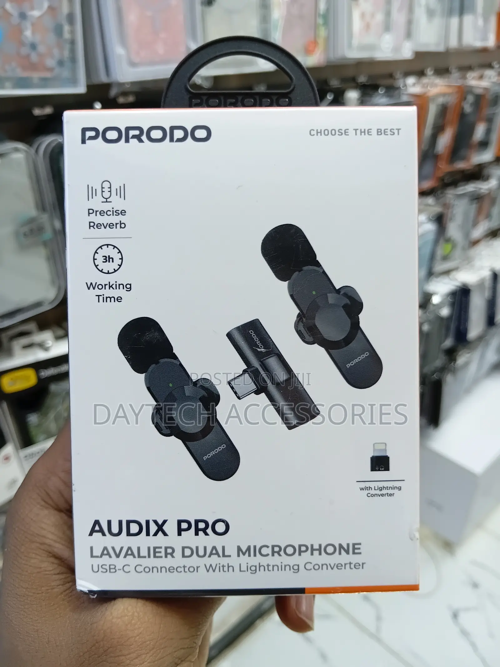This Is a Porodo Audix Pro Lavalier Dual Microphone.