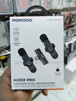 This Is a Porodo Audix Pro Lavalier Dual Microphone.
