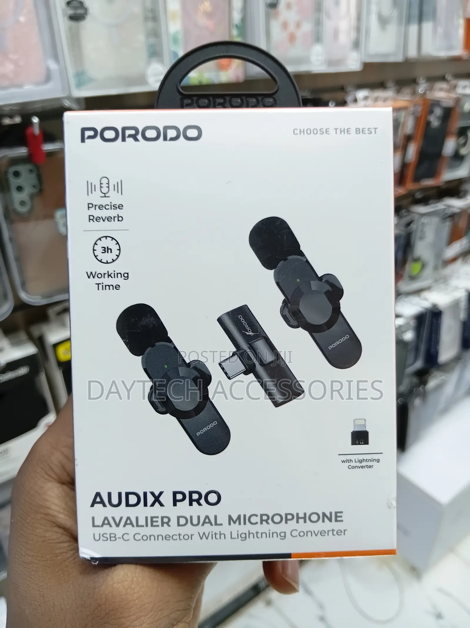 This Is a Porodo Audix Pro Lavalier Dual Microphone.