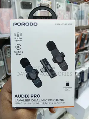 This Is a Porodo Audix Pro Lavalier Dual Microphone Set - Black