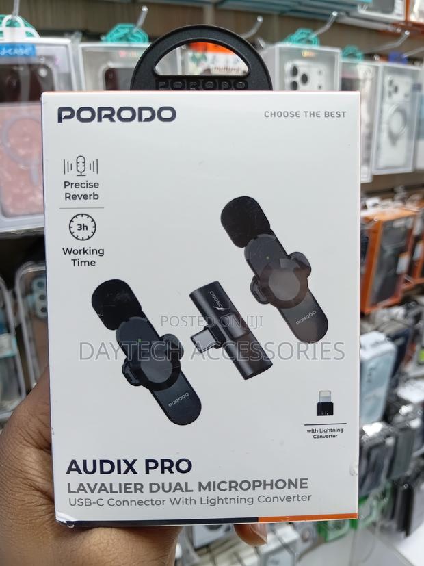This Is a Porodo Audix Pro Lavalier Dual Microphone Set - Black - thumbnail 4