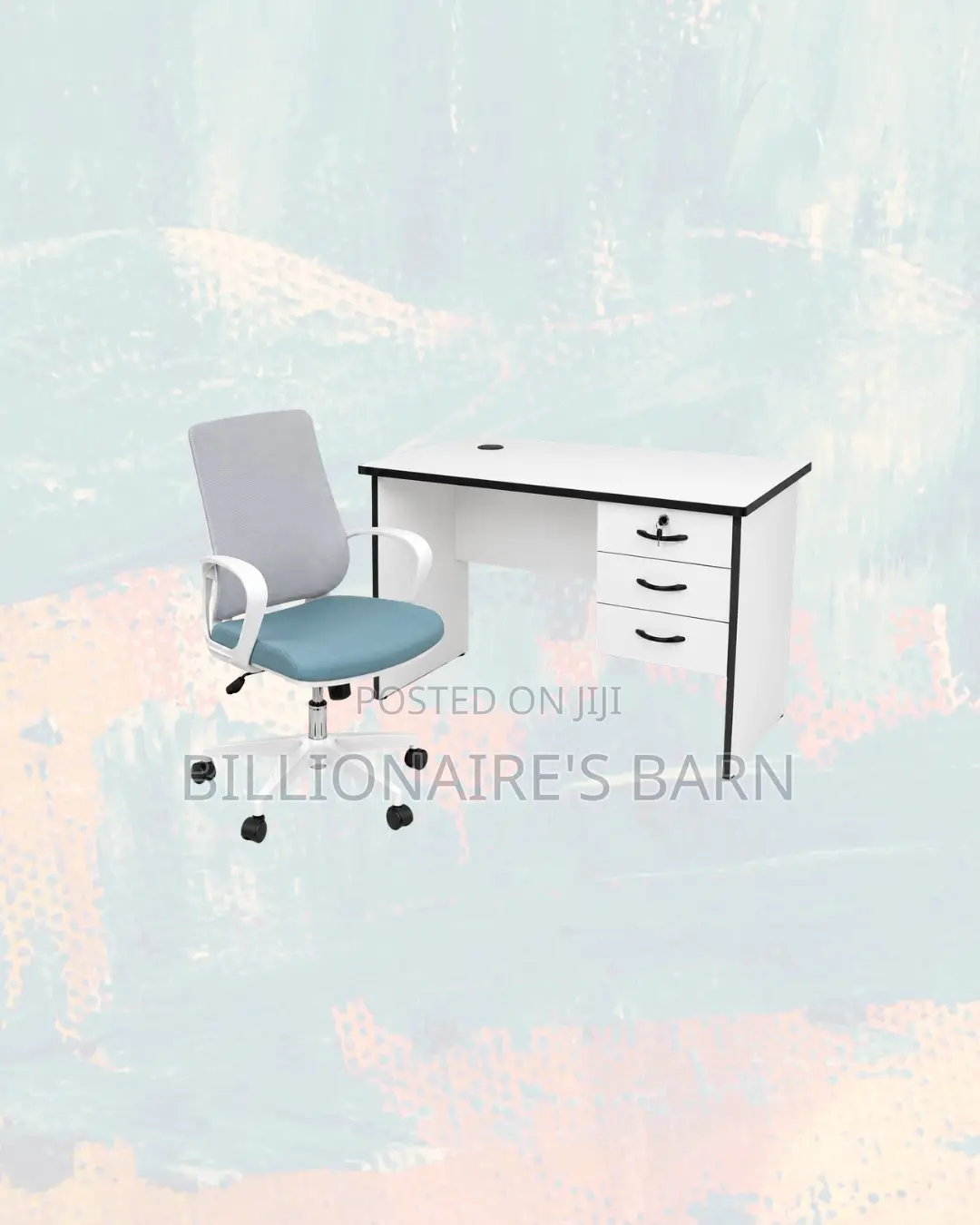 Practical 1m Desk and Mid-Back Ergonomic Mesh Chair for Tidy Working