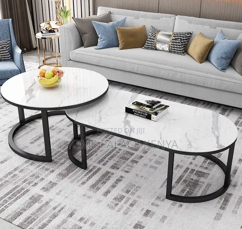 Nesting Table: Round Oval Nesting Coffee Tables With Metal Frame
