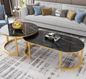 Nesting Table: Round Oval Nesting Coffee Tables With Metal Frame