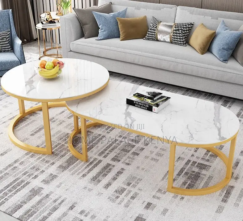 Nesting Table: Round Oval Nesting Coffee Tables With Metal Frame