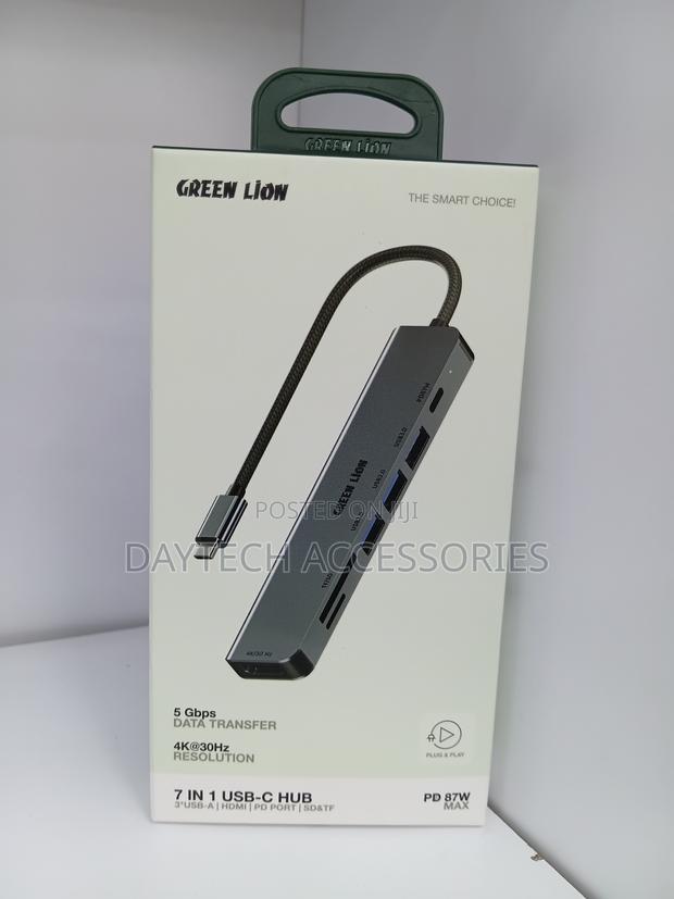 Green Lion 7-in-1 Usb-C Hub Model Gn7n1chubgy.