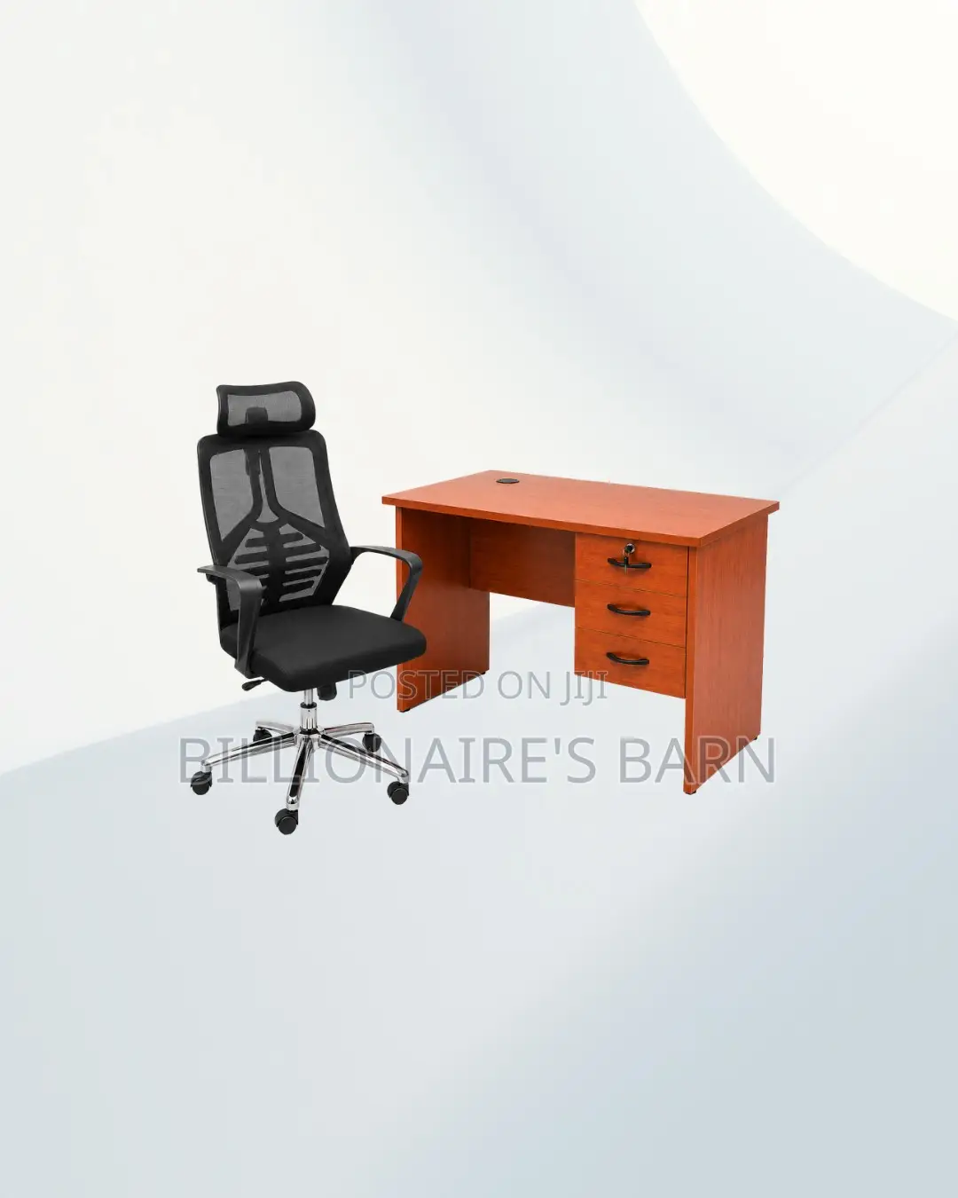 Practical 1m Desk and High-Back Ergonomic Mesh Chair for Workday Focus
