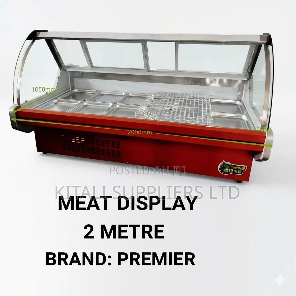 Premier 2-Metre Curved Glass Commercial Meat Display Counter –