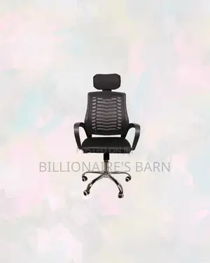 Practical Secretarial Mesh Chair With Headrest, Tidy Workspace Style