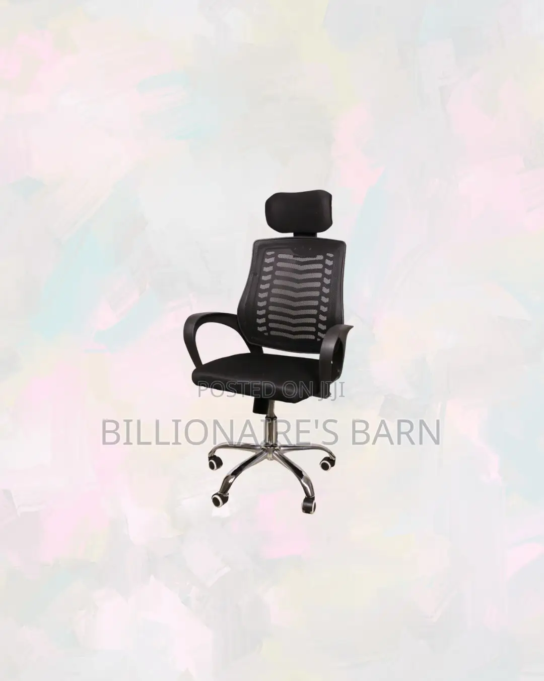 Practical Secretarial Mesh Chair With Headrest, Tidy Workspace Style
