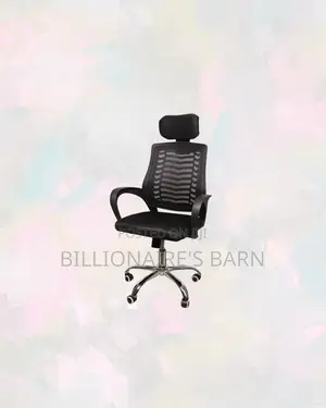 Practical Secretarial Mesh Chair With Headrest, Tidy Workspace Style