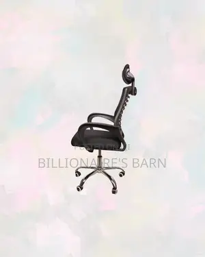 Practical Secretarial Mesh Chair With Headrest, Tidy Workspace Style