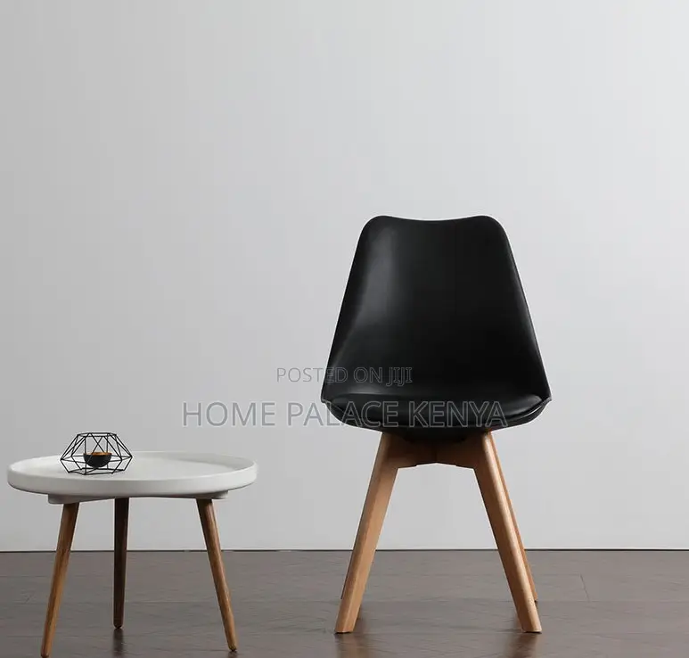 Dining Chair: Luma Padded Plastic Seat With Solid Wooden Legs