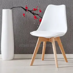 Dining Chair: Luma Padded Plastic Seat With Solid Wooden Legs