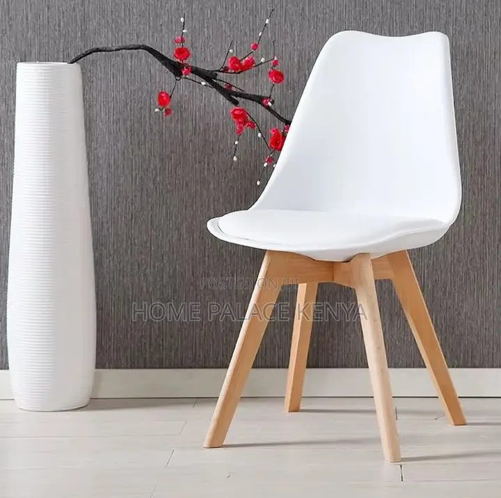 Dining Chair: Luma Padded Plastic Seat With Solid Wooden Legs