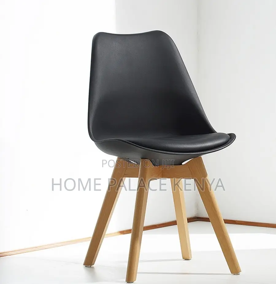 Dining Chair: Luma Padded Plastic Seat With Solid Wooden Legs