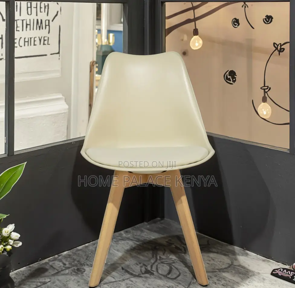 Dining Chair: Luma Padded Plastic Seat With Solid Wooden Legs