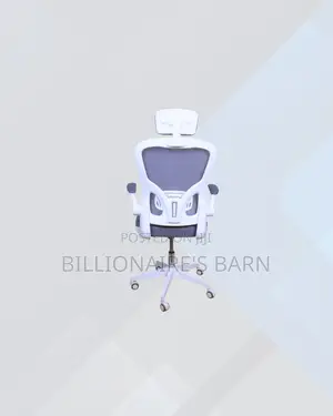 White Ergonomic Office Chair With Headrest for Work From Home