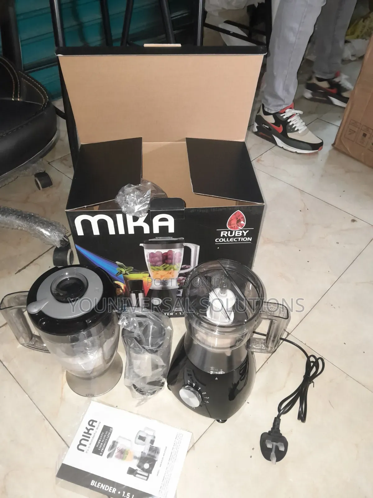 Mika Blender, 1.5l, 3 in 1, With Grinder, Chopper 400watts